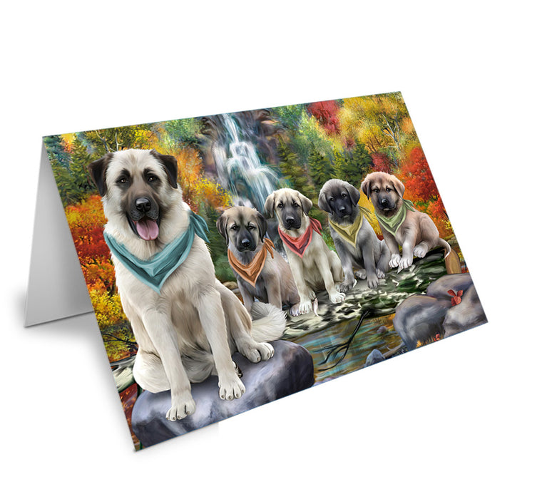 Scenic Waterfall Anatolian Shepherds Dog Handmade Artwork Assorted Pets Greeting Cards and Note Cards with Envelopes for All Occasions and Holiday Seasons GCD53057