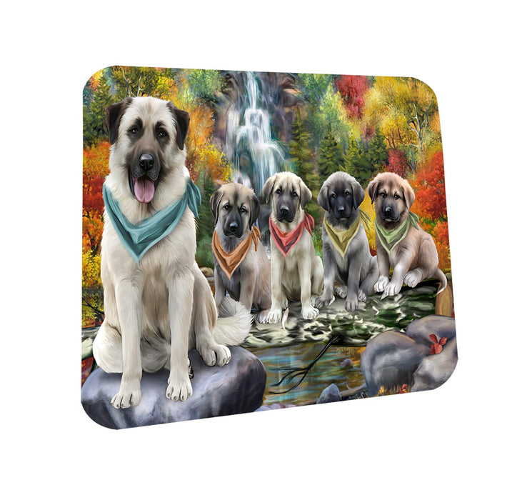 Scenic Waterfall Anatolian Shepherds Dog Coasters Set of 4 CST49585
