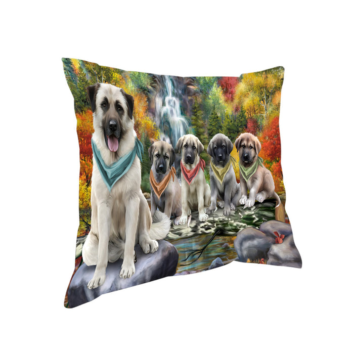 Scenic Waterfall Anatolian Shepherds Dog Pillow PIL54560