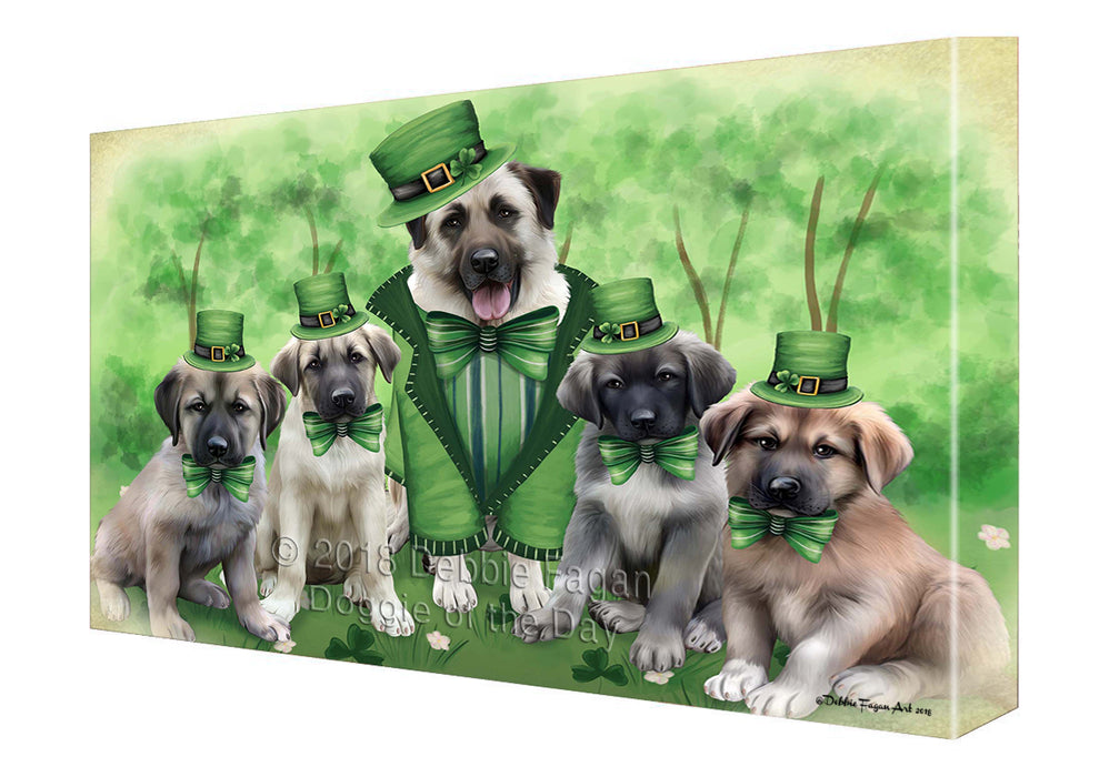 St. Patricks Day Irish Family Portrait Anatolian Shepherds Dog Canvas Wall Art CVS50691