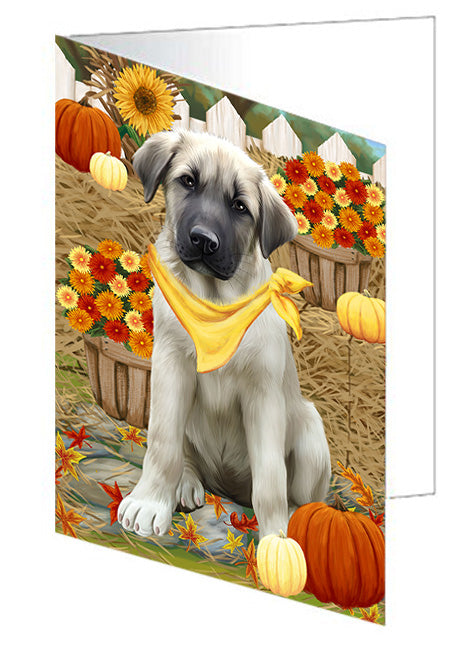 Fall Autumn Greeting Anatolian Shepherd Dog with Pumpkins Handmade Artwork Assorted Pets Greeting Cards and Note Cards with Envelopes for All Occasions and Holiday Seasons GCD56027