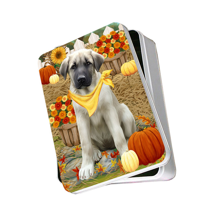 Fall Autumn Greeting Anatolian Shepherd Dog with Pumpkins Photo Storage Tin PITN50666
