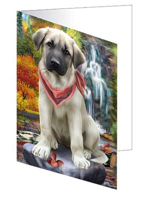 Scenic Waterfall Anatolian Shepherd Dog Handmade Artwork Assorted Pets Greeting Cards and Note Cards with Envelopes for All Occasions and Holiday Seasons GCD53063
