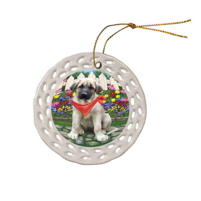 Spring Floral Anatolian Shepherd Dog Ceramic Doily Ornament DPOR49763