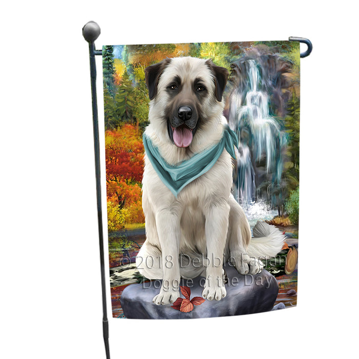 Scenic Waterfall Anatolian Shepherd Dog Garden Flag GFLG49510