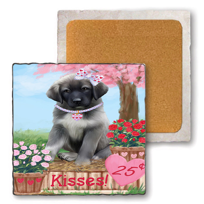 Rosie 25 Cent Kisses Anatolian Shepherd Dog Set of 4 Natural Stone Marble Tile Coasters MCST50794