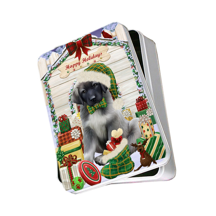 Happy Holidays Christmas Anatolian Shepherd Dog House with Presents Photo Storage Tin PITN51308
