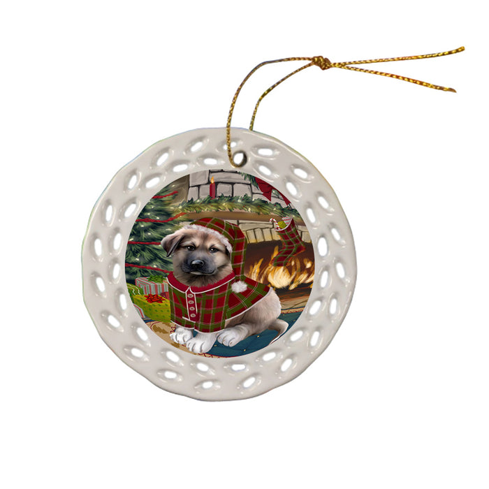 The Stocking was Hung Anatolian Shepherd Dog Ceramic Doily Ornament DPOR55524