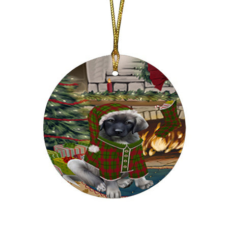 The Stocking was Hung Anatolian Shepherd Dog Round Flat Christmas Ornament RFPOR55525