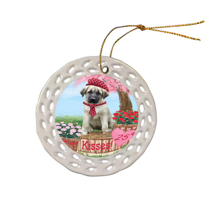 Rosie 25 Cent Kisses Anatolian Shepherd Dog Ceramic Doily Ornament DPOR56151