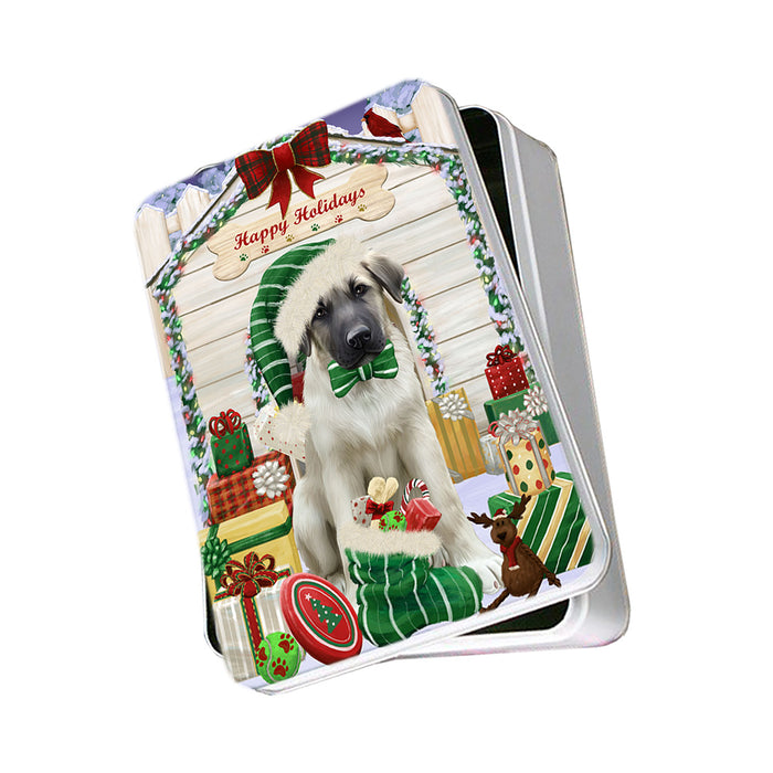 Happy Holidays Christmas Anatolian Shepherd Dog House with Presents Photo Storage Tin PITN51309