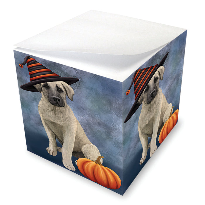 Happy Halloween Anatolian Shepherd Dog Wearing Witch Hat with Pumpkin Note Cube NOC56504