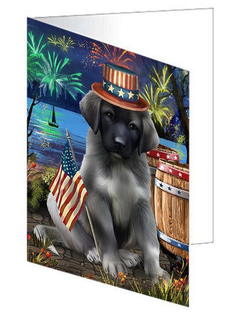 4th of July Independence Day Fireworks Anatolian Shepherd Dog at the Lake Handmade Artwork Assorted Pets Greeting Cards and Note Cards with Envelopes for All Occasions and Holiday Seasons GCD57266