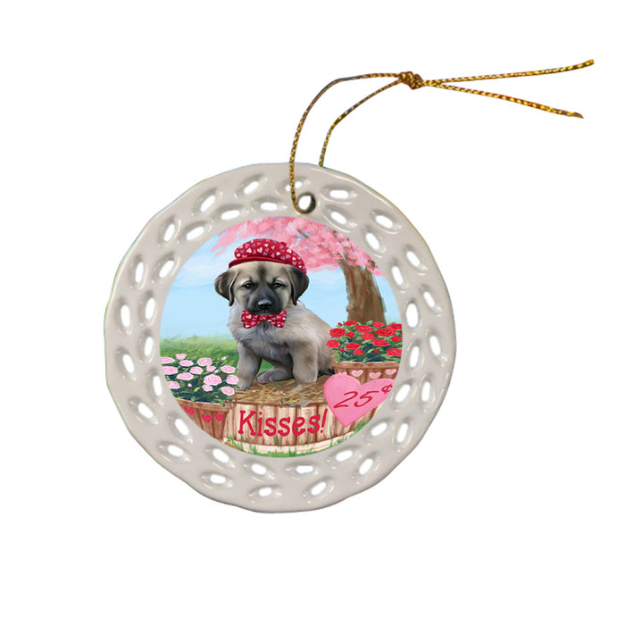 Rosie 25 Cent Kisses Anatolian Shepherd Dog Ceramic Doily Ornament DPOR56152