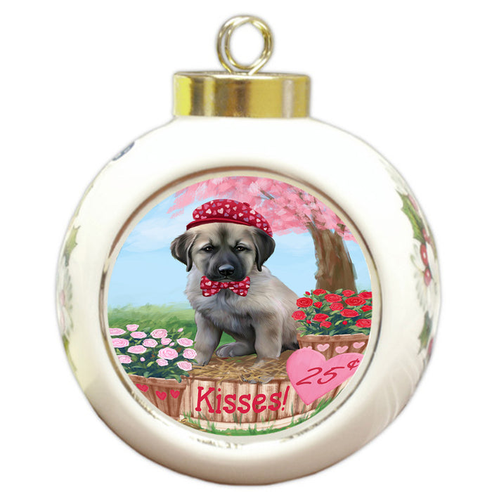 Rosie 25 Cent Kisses Anatolian Shepherd Dog Round Ball Christmas Ornament RBPOR56152