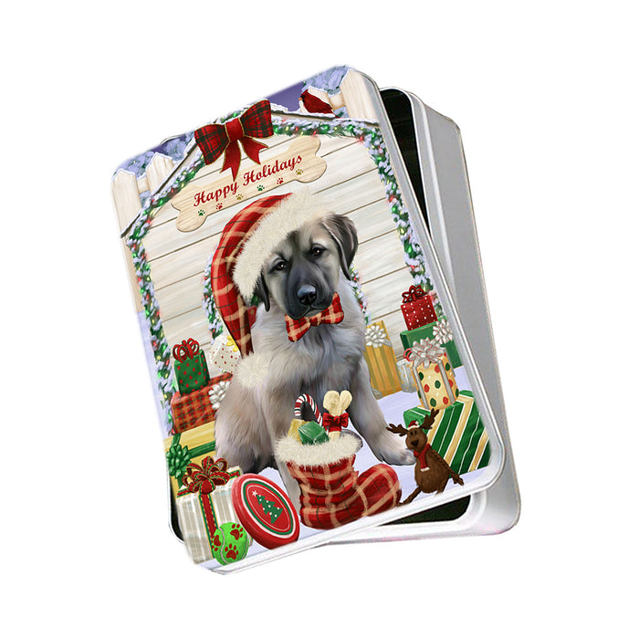 Happy Holidays Christmas Anatolian Shepherd Dog House with Presents Photo Storage Tin PITN51310