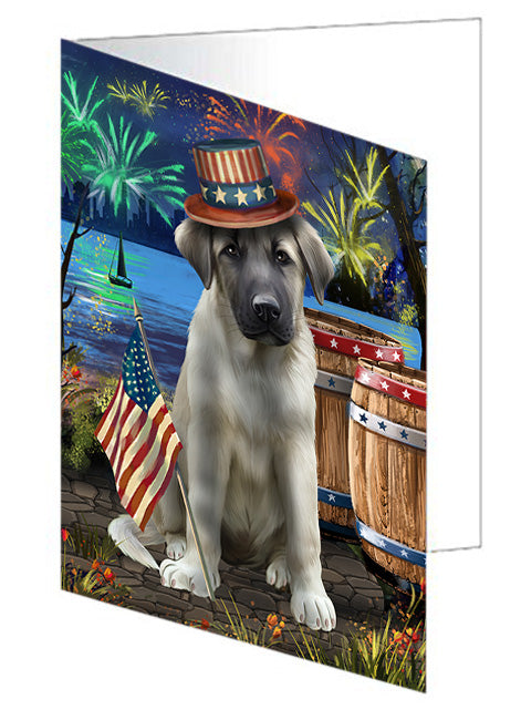 4th of July Independence Day Fireworks Anatolian Shepherd Dog at the Lake Handmade Artwork Assorted Pets Greeting Cards and Note Cards with Envelopes for All Occasions and Holiday Seasons GCD57269