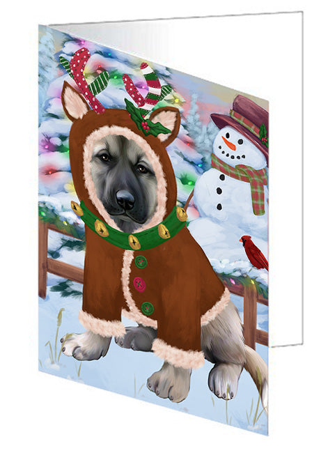 Christmas Gingerbread House Candyfest Anatolian Shepherd Dog Handmade Artwork Assorted Pets Greeting Cards and Note Cards with Envelopes for All Occasions and Holiday Seasons GCD72944