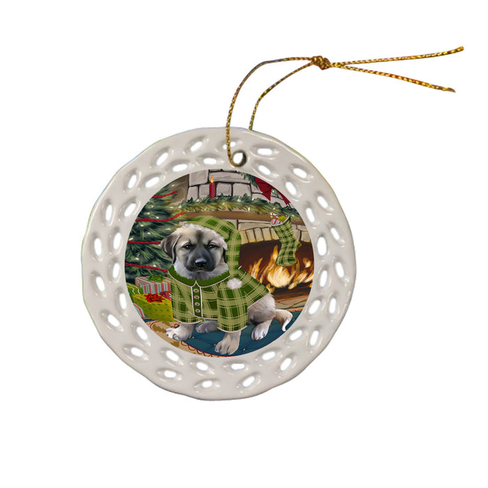 The Stocking was Hung Anatolian Shepherd Dog Ceramic Doily Ornament DPOR55527