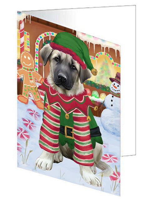 Christmas Gingerbread House Candyfest Anatolian Shepherd Dog Handmade Artwork Assorted Pets Greeting Cards and Note Cards with Envelopes for All Occasions and Holiday Seasons GCD72947