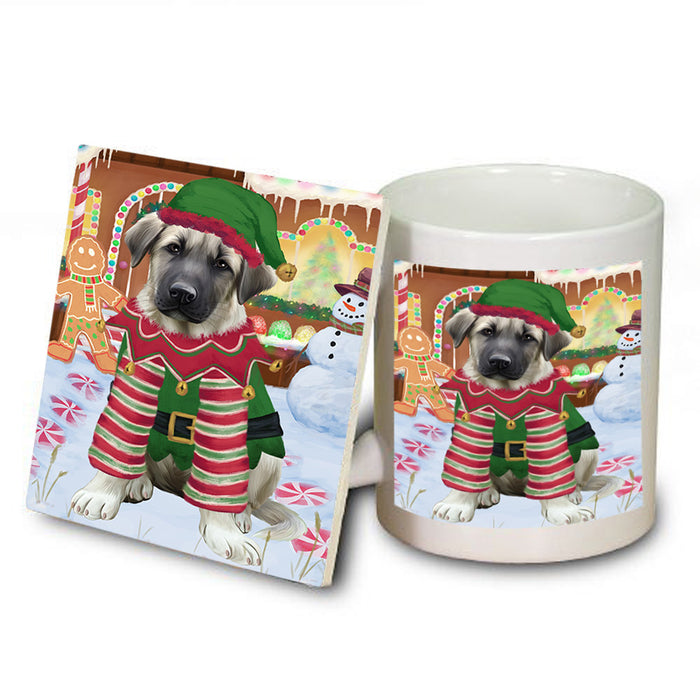 Christmas Gingerbread House Candyfest Anatolian Shepherd Dog Mug and Coaster Set MUC56136