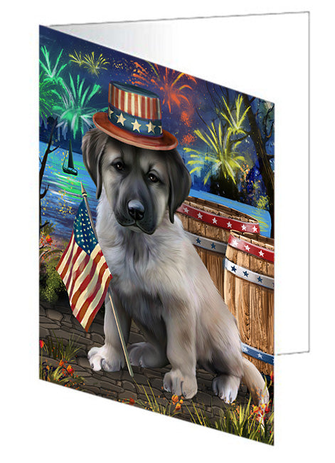 4th of July Independence Day Fireworks Anatolian Shepherd Dog at the Lake Handmade Artwork Assorted Pets Greeting Cards and Note Cards with Envelopes for All Occasions and Holiday Seasons GCD57275