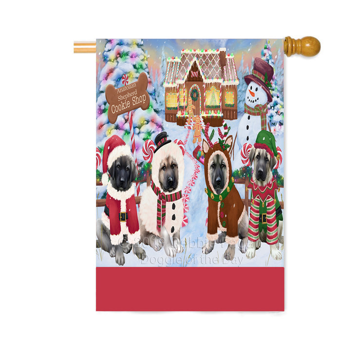 Personalized Holiday Gingerbread Cookie Shop Anatolian Shepherd Dogs Custom House Flag FLG-DOTD-A59226