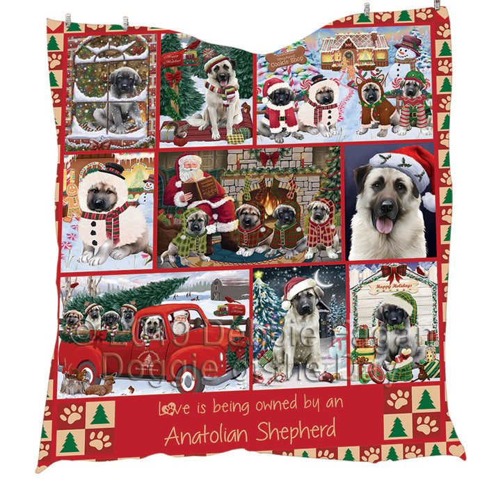 Love is Being Owned Christmas Anatolian Shepherd Dogs Quilt