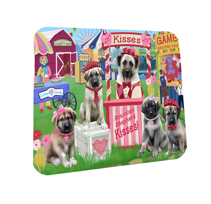 Carnival Kissing Booth Anatolian Shepherds Dog Coasters Set of 4 CST55732