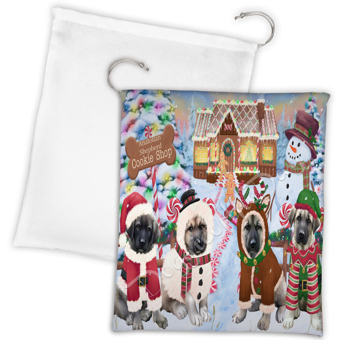 Holiday Gingerbread Cookie Anatolian Shepherd Dogs Shop Drawstring Laundry or Gift Bag LGB48561