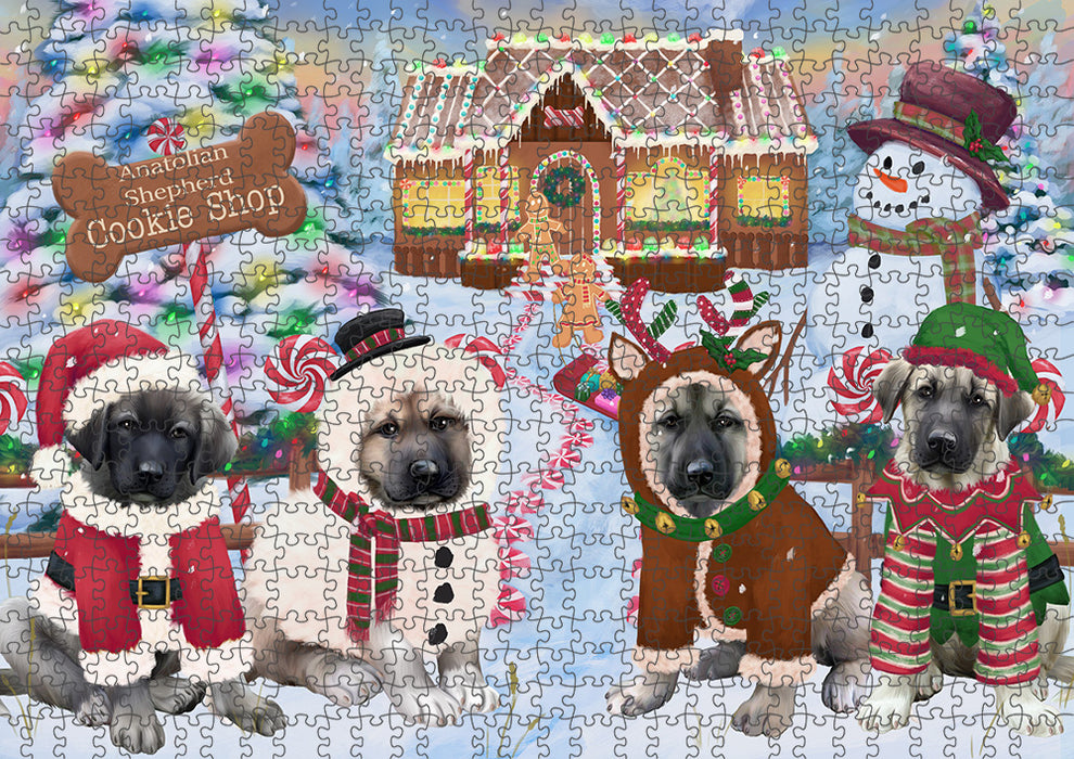 Holiday Gingerbread Cookie Shop Anatolian Shepherds Dog Puzzle with Photo Tin PUZL92588