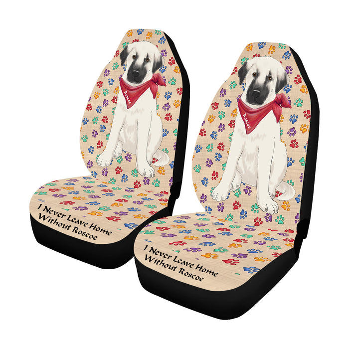 Personalized I Never Leave Home Paw Print Anatolian Shepherd Dogs Pet Front Car Seat Cover (Set of 2)