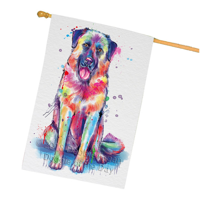 Watercolor Anatolian Shepherd Dog House Flag FLG65211