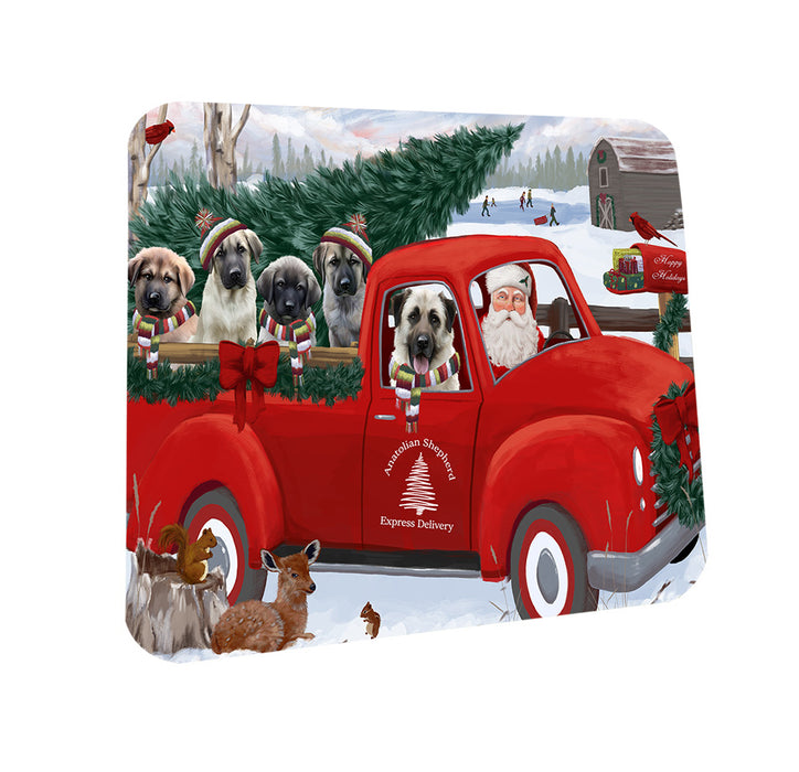 Christmas Santa Express Delivery Anatolian Shepherds Dog Family Coasters Set of 4 CST54959
