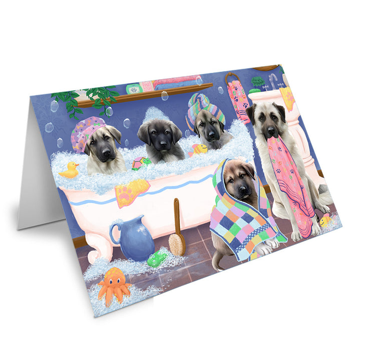 Rub A Dub Dogs In A Tub Anatolian Shepherds Dog Handmade Artwork Assorted Pets Greeting Cards and Note Cards with Envelopes for All Occasions and Holiday Seasons GCD74777