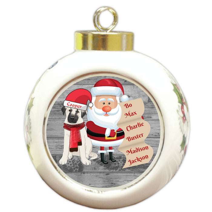 Custom Personalized Santa with Anatolian Shepherd Dog Christmas Round Ball Ornament