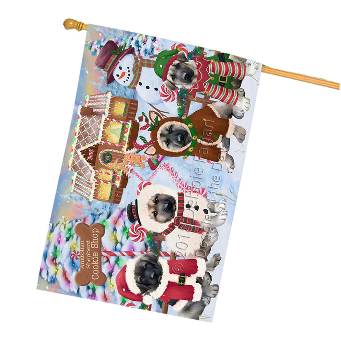 Holiday Gingerbread Cookie Shop Anatolian Shepherds Dog House Flag FLG56780