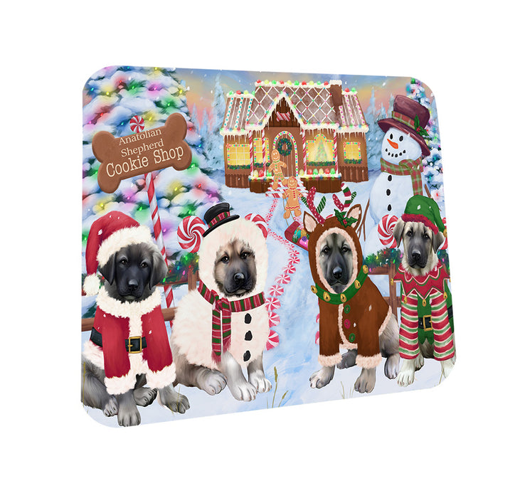 Holiday Gingerbread Cookie Shop Anatolian Shepherds Dog Coasters Set of 4 CST56054