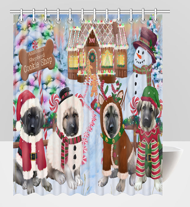 Holiday Gingerbread Cookie Anatolian Shepherd Dogs Shower Curtain