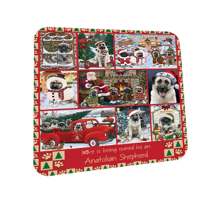 Love is Being Owned Christmas Anatolian Shepherd Dogs Coasters Set of 4 CST57149