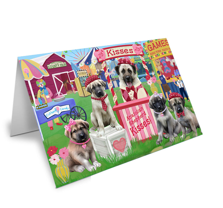 Carnival Kissing Booth Anatolian Shepherds Dog Handmade Artwork Assorted Pets Greeting Cards and Note Cards with Envelopes for All Occasions and Holiday Seasons GCD71837