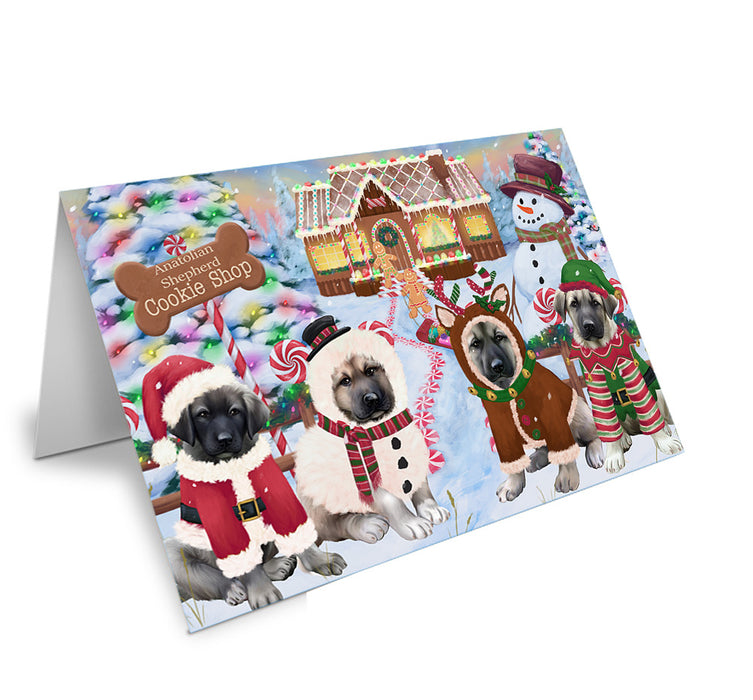 Holiday Gingerbread Cookie Shop Anatolian Shepherds Dog Handmade Artwork Assorted Pets Greeting Cards and Note Cards with Envelopes for All Occasions and Holiday Seasons GCD72803