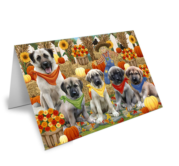 Fall Festive Gathering Anatolian Shepherds Dog with Pumpkins Handmade Artwork Assorted Pets Greeting Cards and Note Cards with Envelopes for All Occasions and Holiday Seasons GCD55880