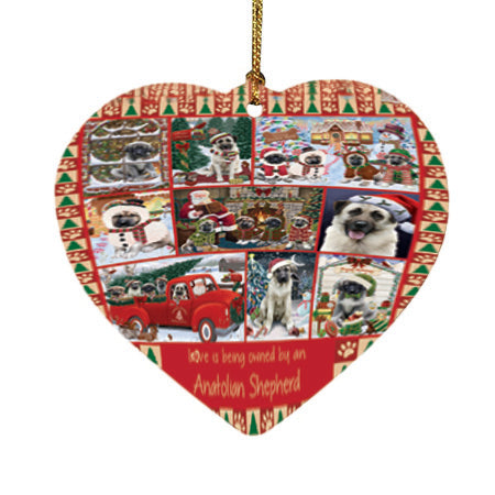 Love is Being Owned Christmas Anatolian Shepherd Dogs Heart Christmas Ornament HPOR57818