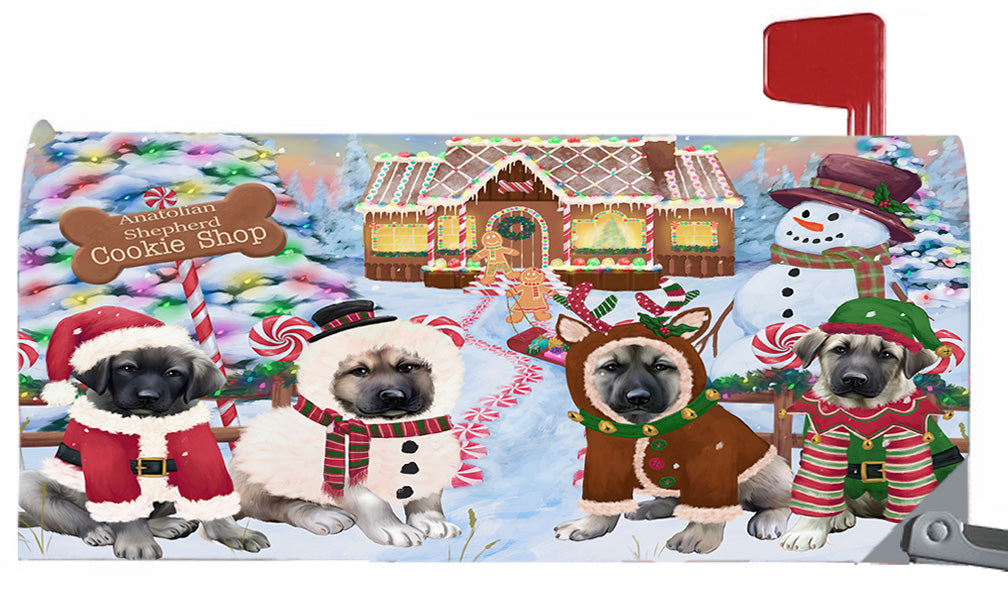 Christmas Holiday Gingerbread Cookie Shop Anatolian Shepherd Dogs 6.5 x 19 Inches Magnetic Mailbox Cover Post Box Cover Wraps Garden Yard Décor MBC48957