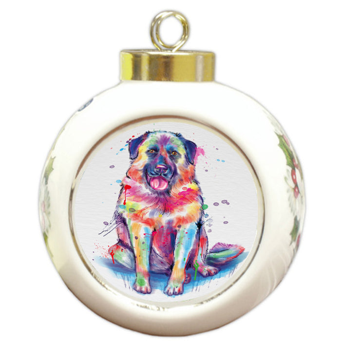 Watercolor Anatolian Shepherd Dog Round Ball Christmas Ornament RBPOR58314