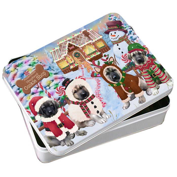 Holiday Gingerbread Cookie Shop Anatolian Shepherds Dog Photo Storage Tin PITN56158