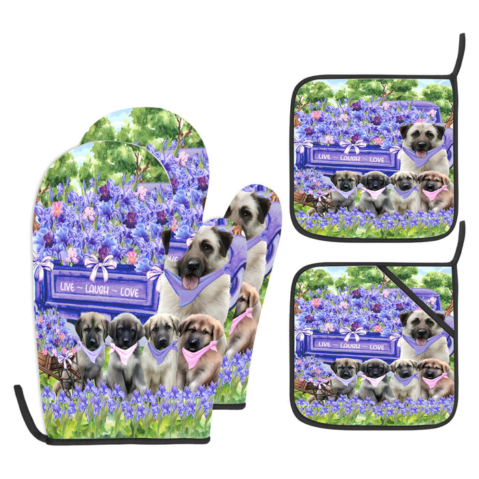 Anatolian Shepherd Oven Mitts and Pot Holder, Explore a Variety of Designs, Custom, Kitchen Gloves for Cooking with Potholders, Personalized, Dog and Pet Lovers Gift