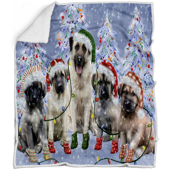 Christmas Lights and Anatolian Shepherd Dogs Blanket - Lightweight Soft Cozy and Durable Bed Blanket - Animal Theme Fuzzy Blanket for Sofa Couch