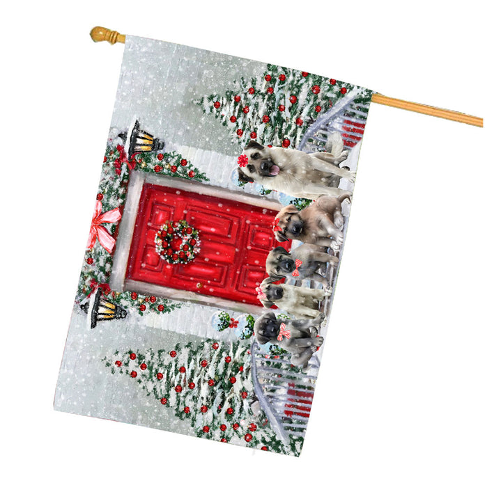 Christmas Holiday Welcome Anatolian Shepherd Dogs House Flag Outdoor Decorative Double Sided Pet Portrait Weather Resistant Premium Quality Animal Printed Home Decorative Flags 100% Polyester